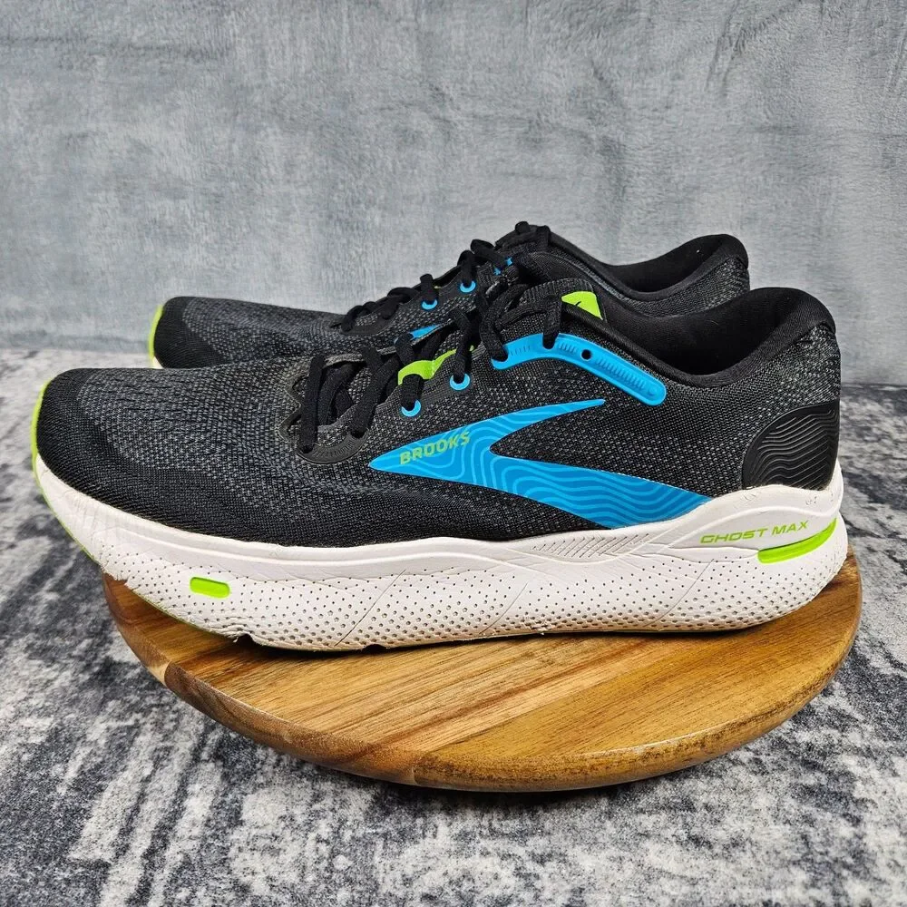 Brooks Ghost Max Shoes Mens 11.5 D Black Atomic Blue Athletic Running Sneakers